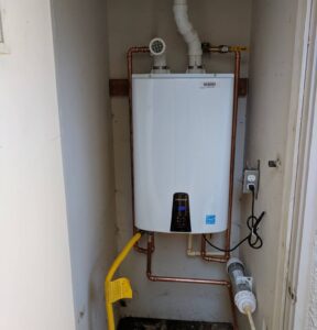 tankless water heater in small closet install