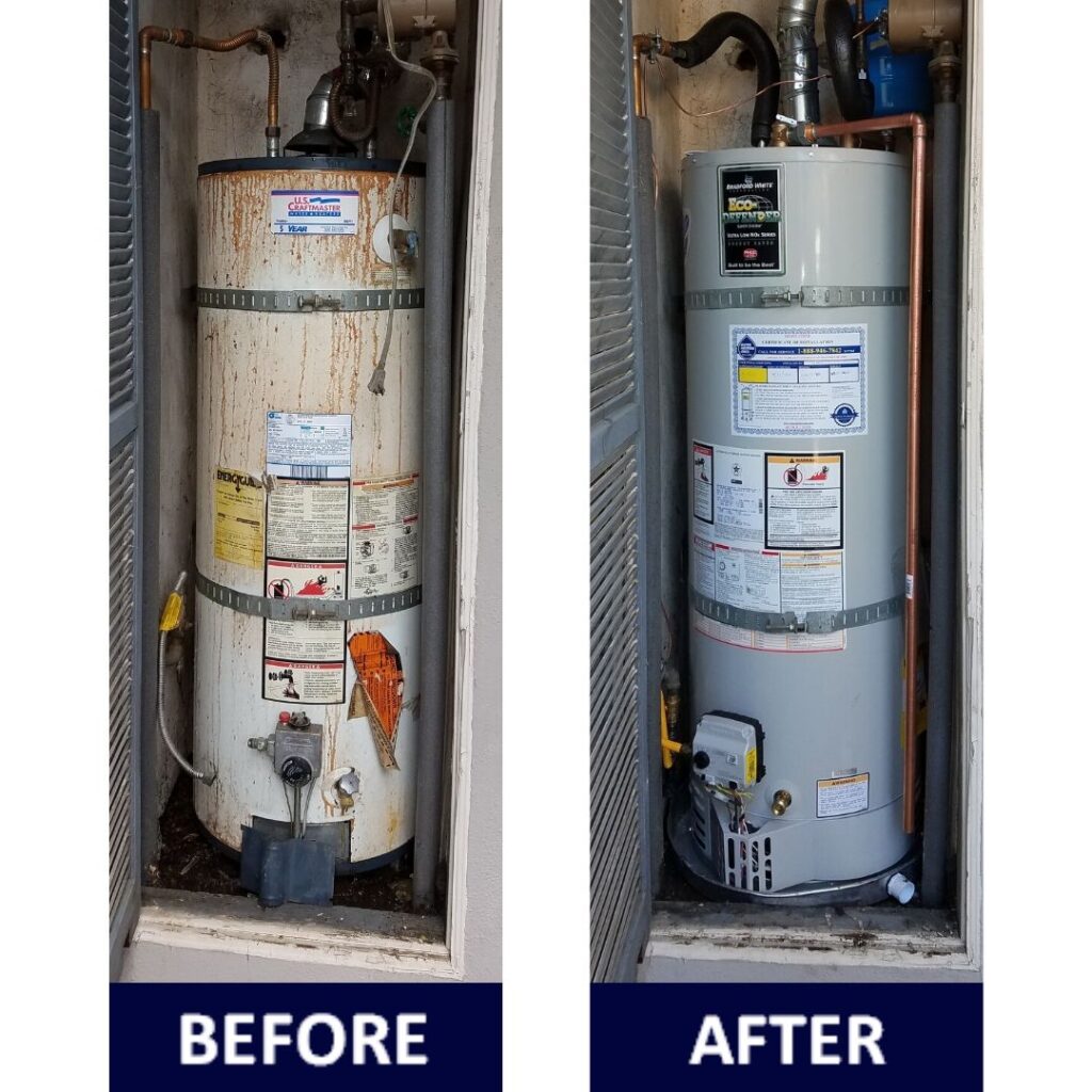 water heater replacement before and after